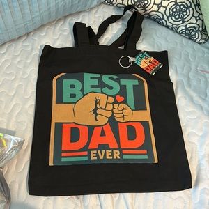 Best Dad Ever Black Tote with keychain